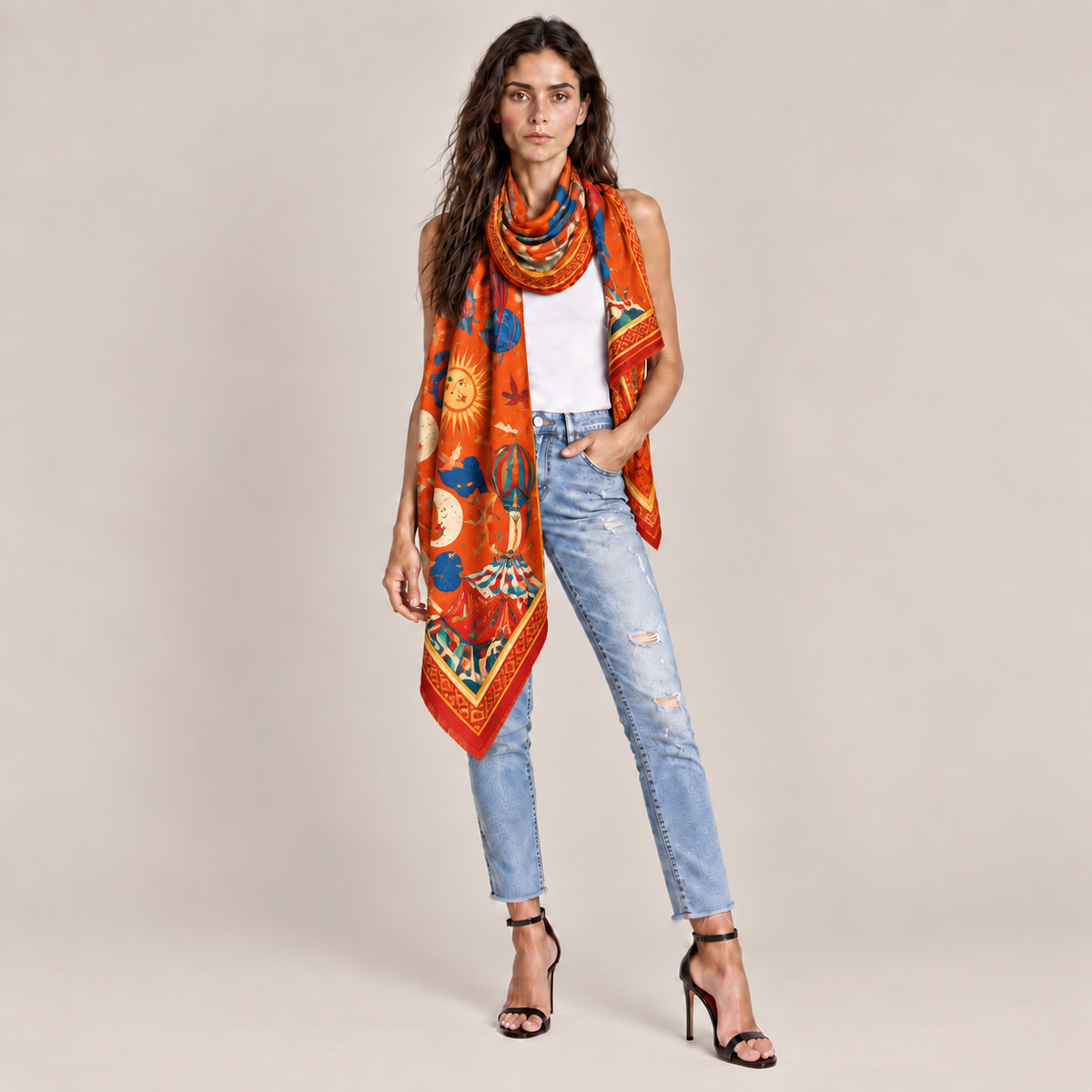 AERIS CASHMERE SCARF - ORANGE