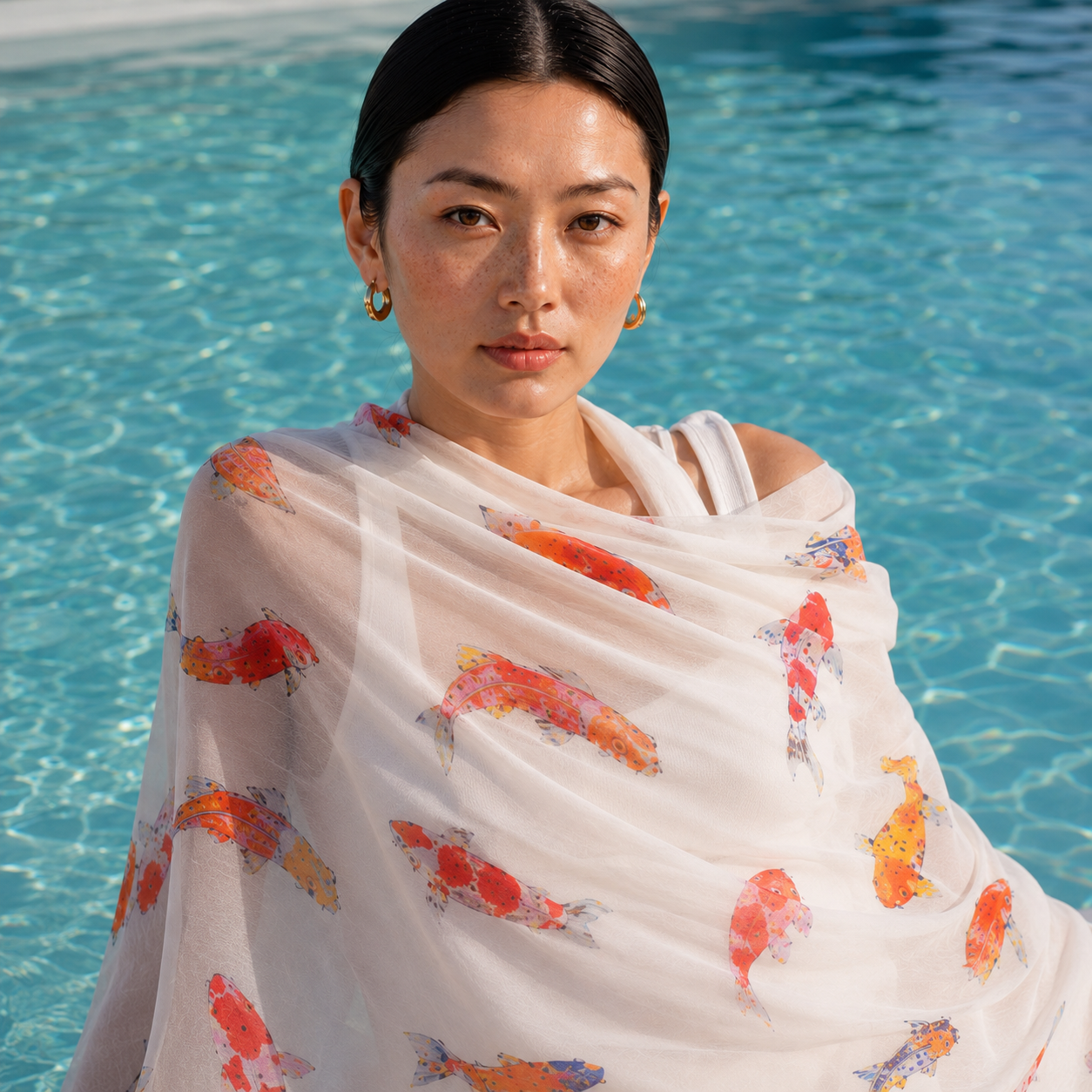 KOI CASHMERE SCARF - OFF-WHITE