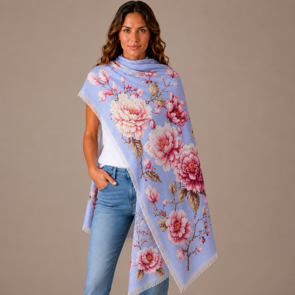 BLUMELLA CASHMERE SCARF - LIGHT BLUE