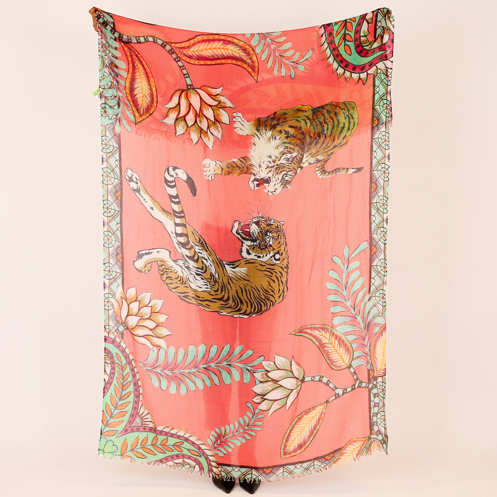 TIGER & JUNGLE CASHMERE SCARF LARGE