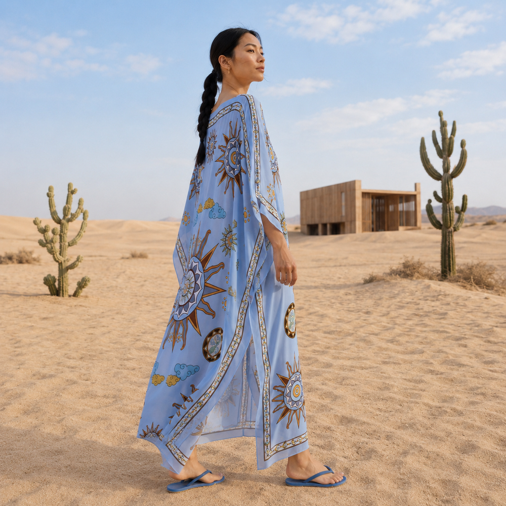SOL SILK TUNIC - LIGHT BLUE