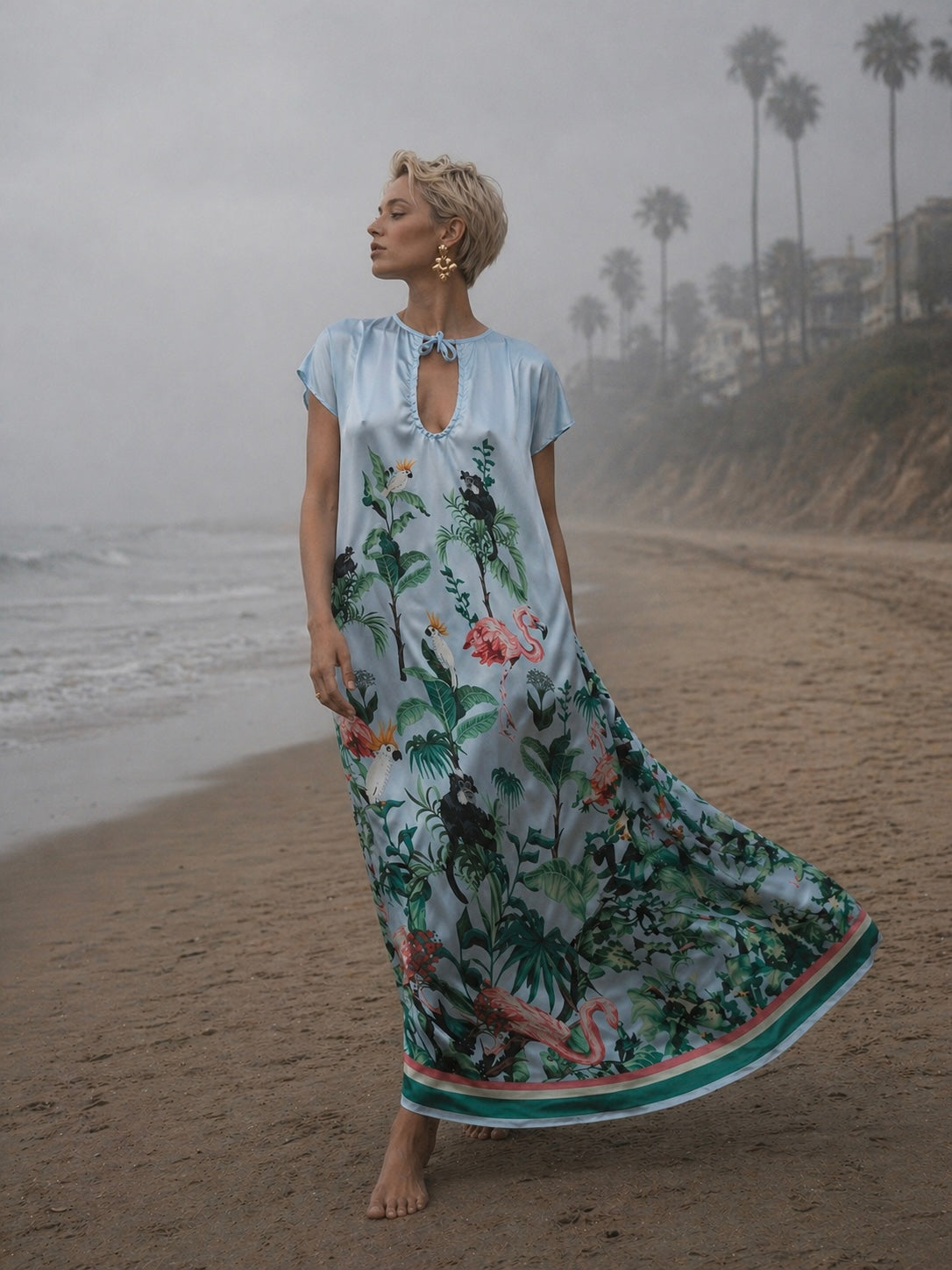 JUNGLE ANIMALS KIMI DRESS - LIGHT BLUE