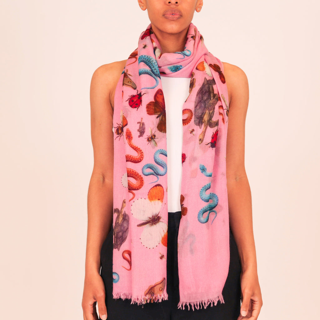 JUNGLE DANCE CASHMERE SCARF - PINK