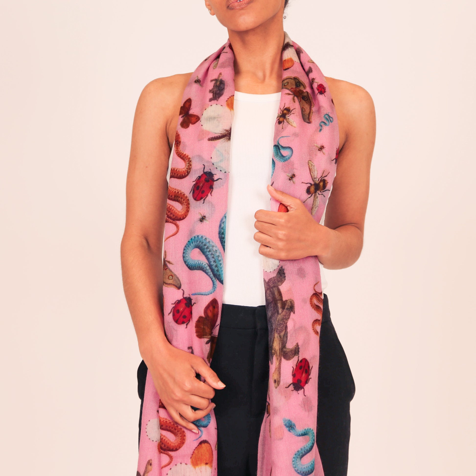 JUNGLE DANCE CASHMERE SCARF - PINK