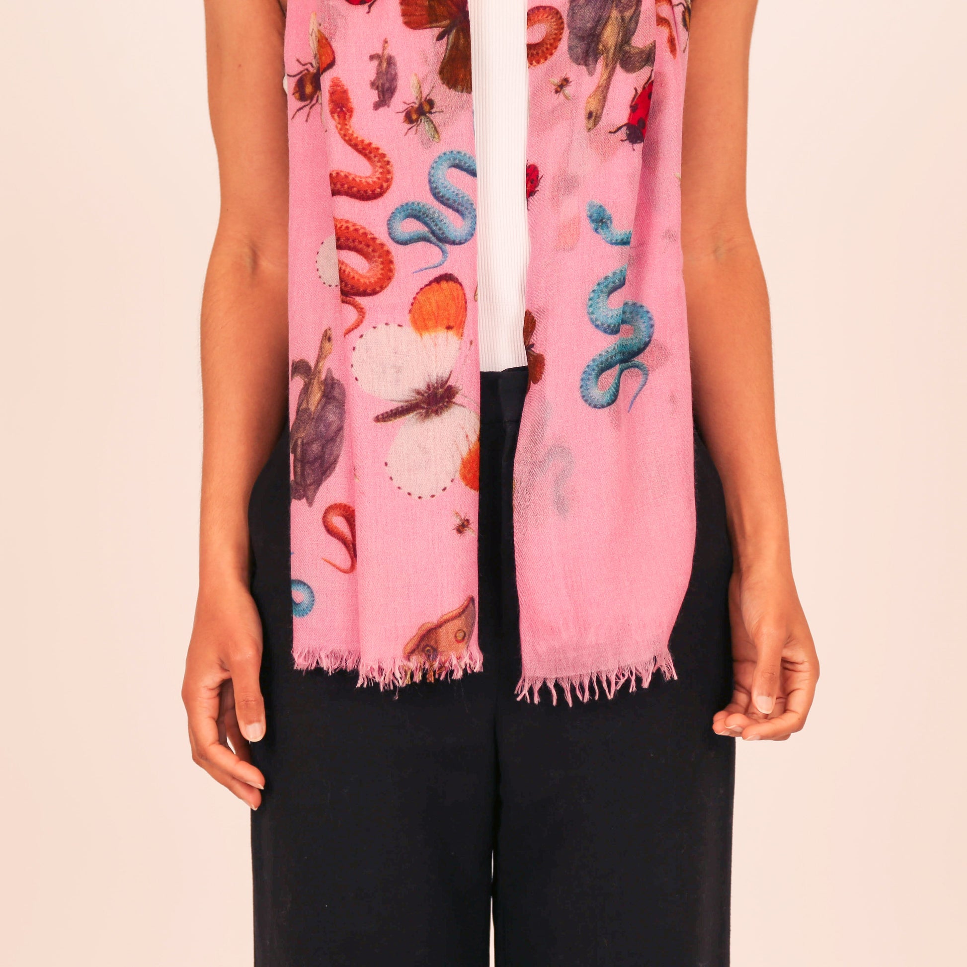 JUNGLE DANCE CASHMERE SCARF - PINK