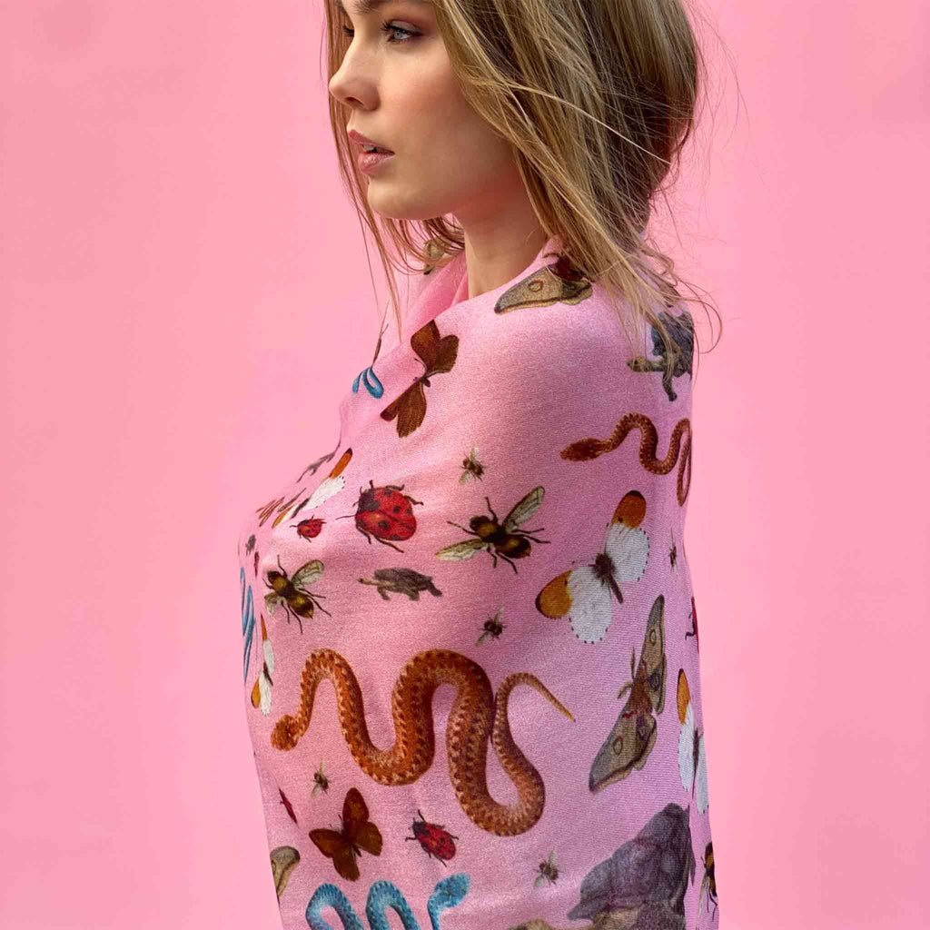 JUNGLE DANCE CASHMERE SCARF - PINK
