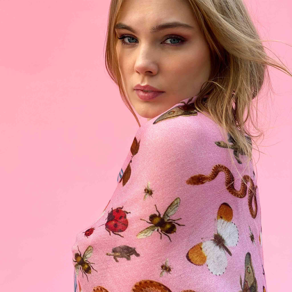 JUNGLE DANCE CASHMERE SCARF - PINK