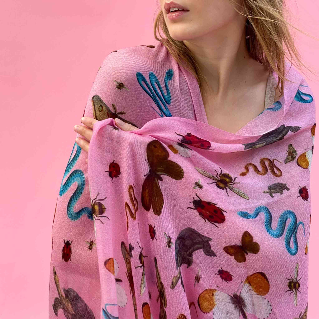 JUNGLE DANCE CASHMERE SCARF - PINK
