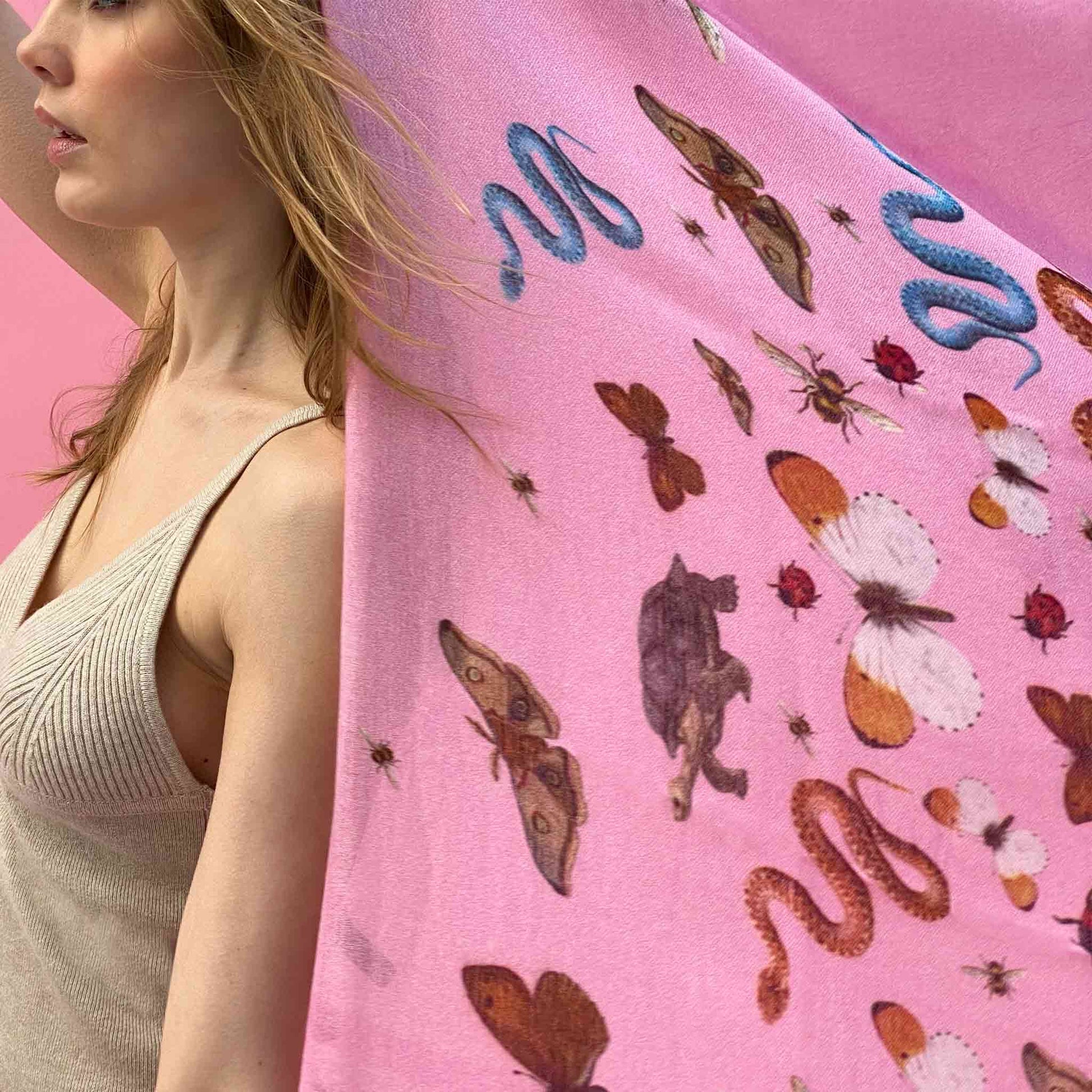 JUNGLE DANCE CASHMERE SCARF - PINK