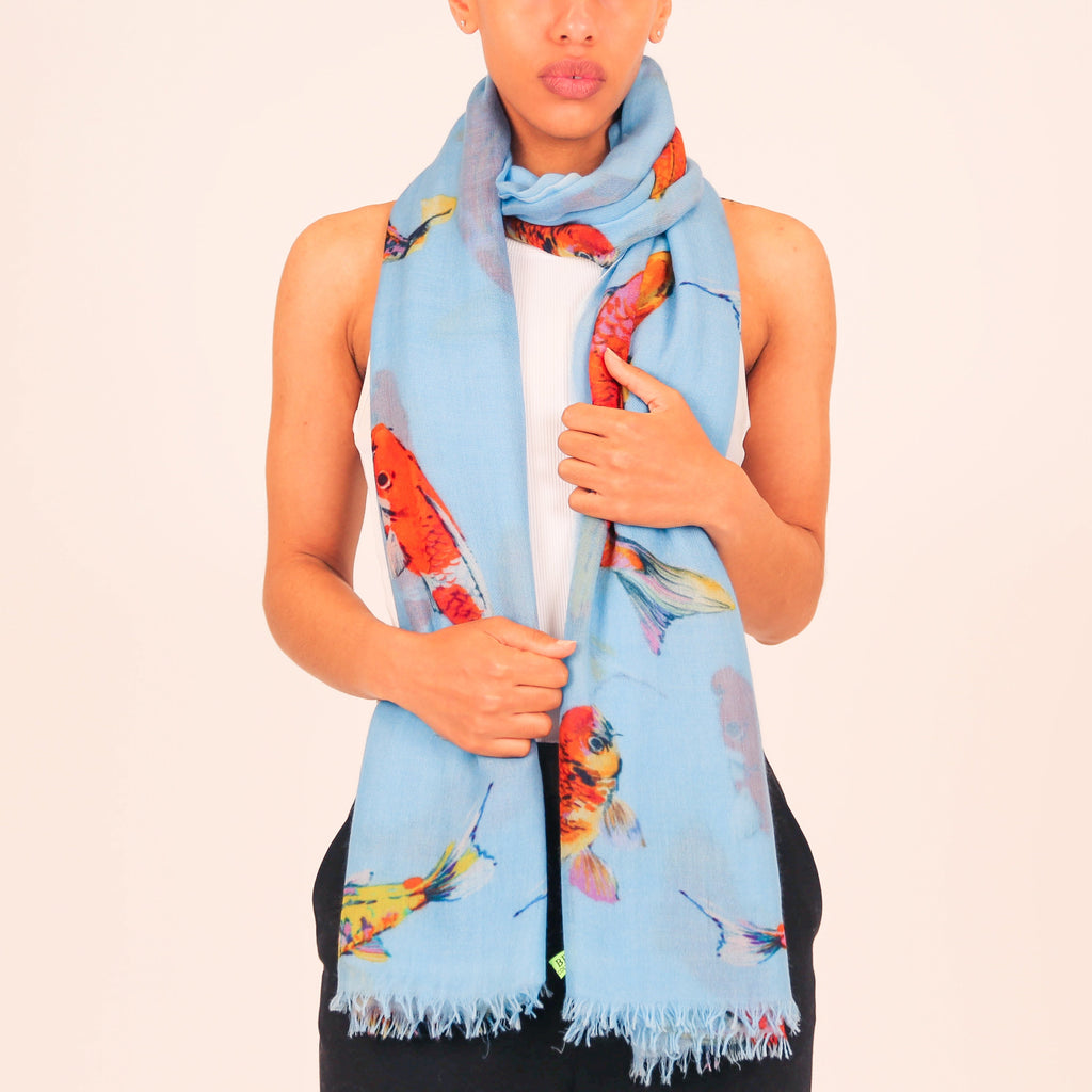 KOI CASHMERE SCARF - BLUE