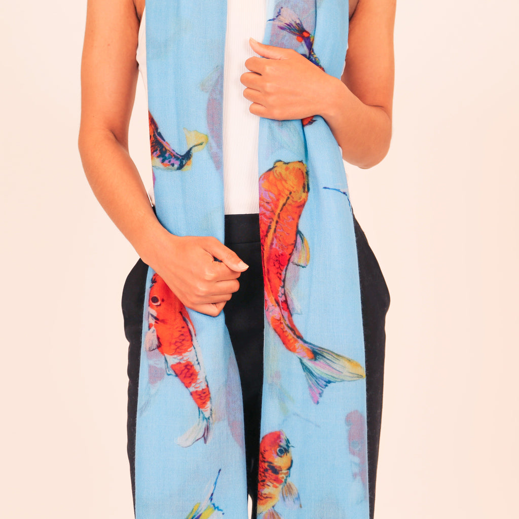 KOI CASHMERE SCARF - BLUE