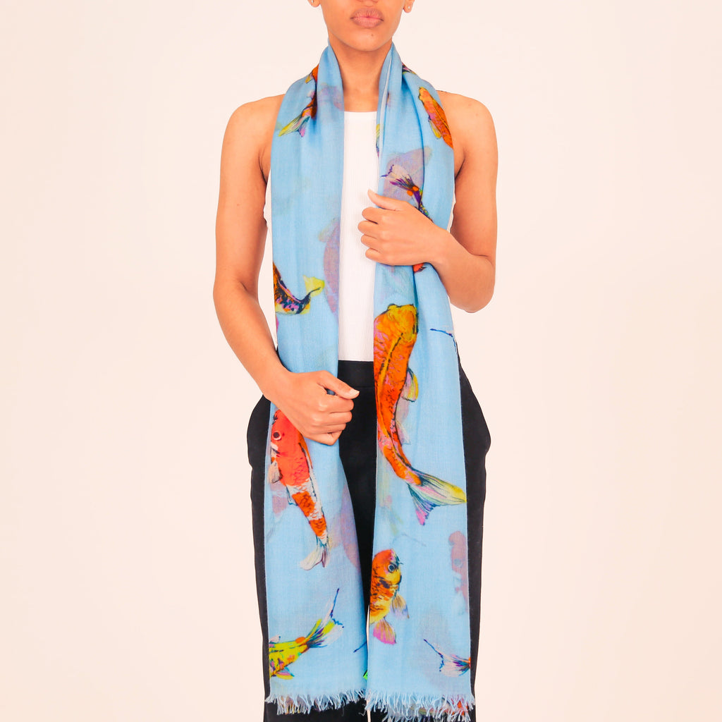 KOI CASHMERE SCARF - BLUE