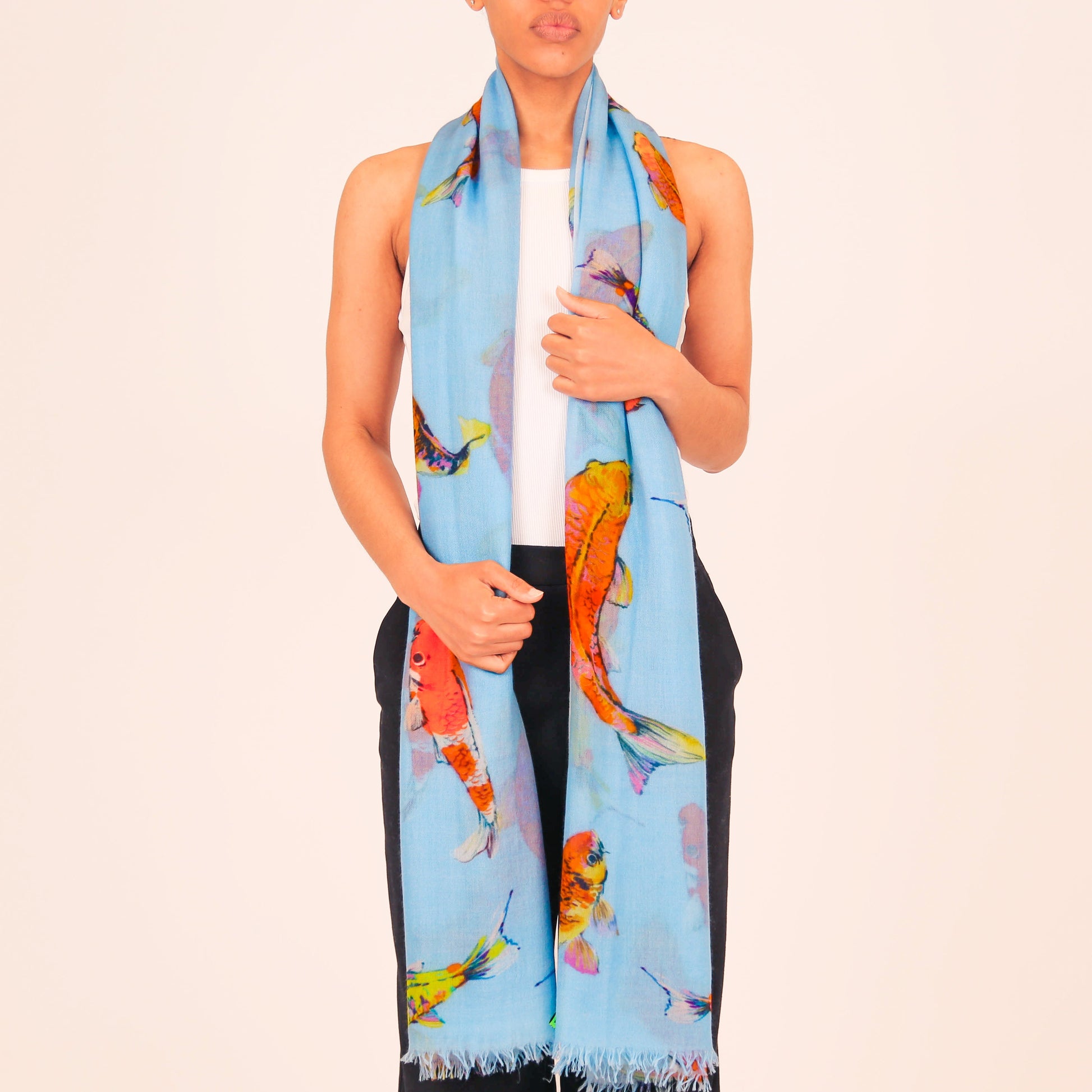 KOI CASHMERE SCARF - BLUE