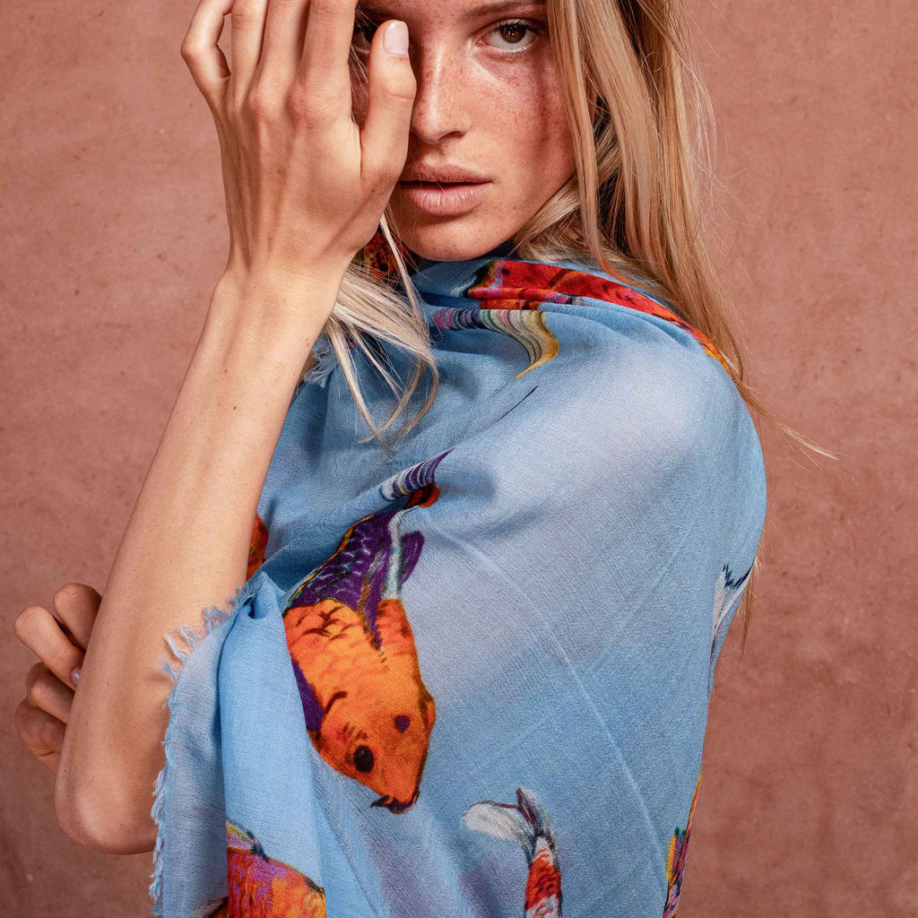 KOI CASHMERE SCARF - BLUE