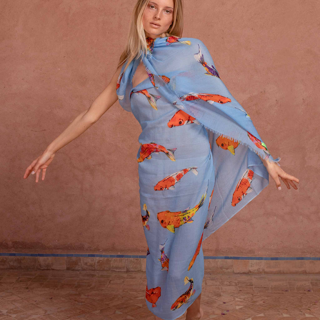 KOI CASHMERE SCARF - BLUE