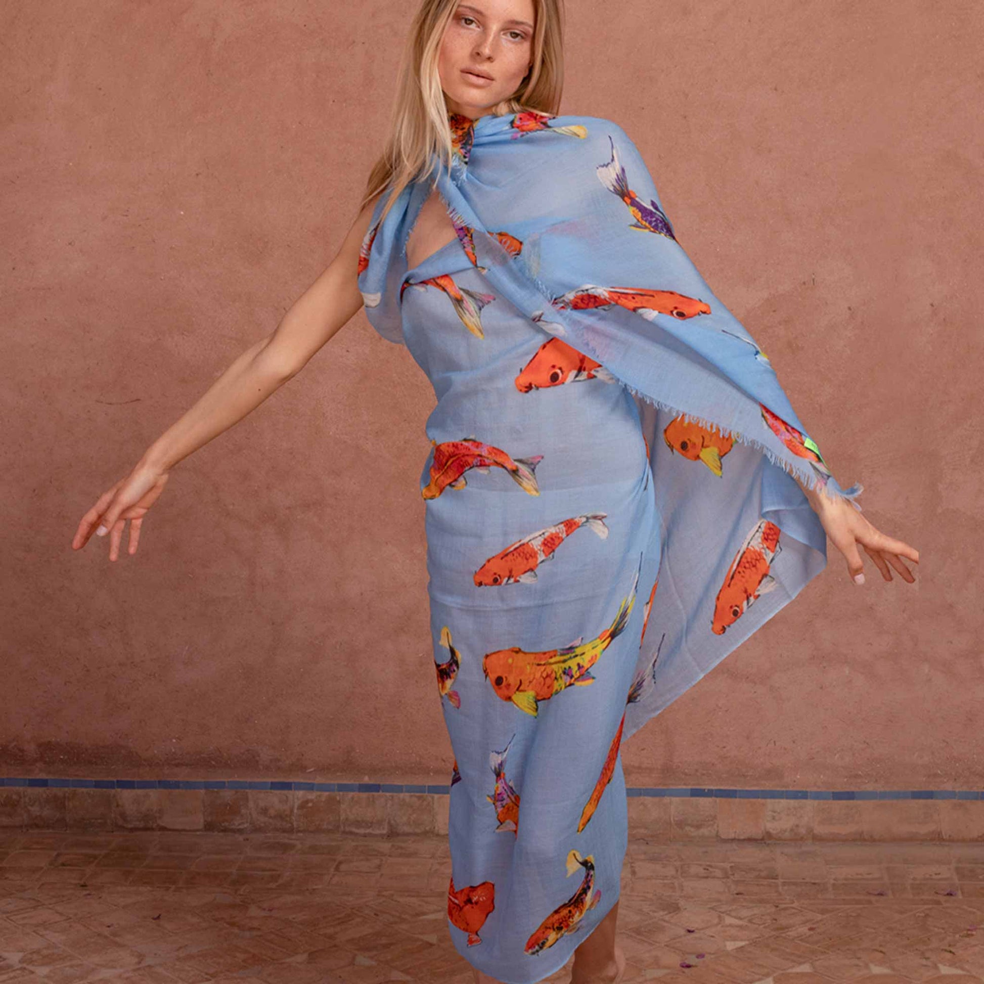 KOI CASHMERE SCARF - BLUE