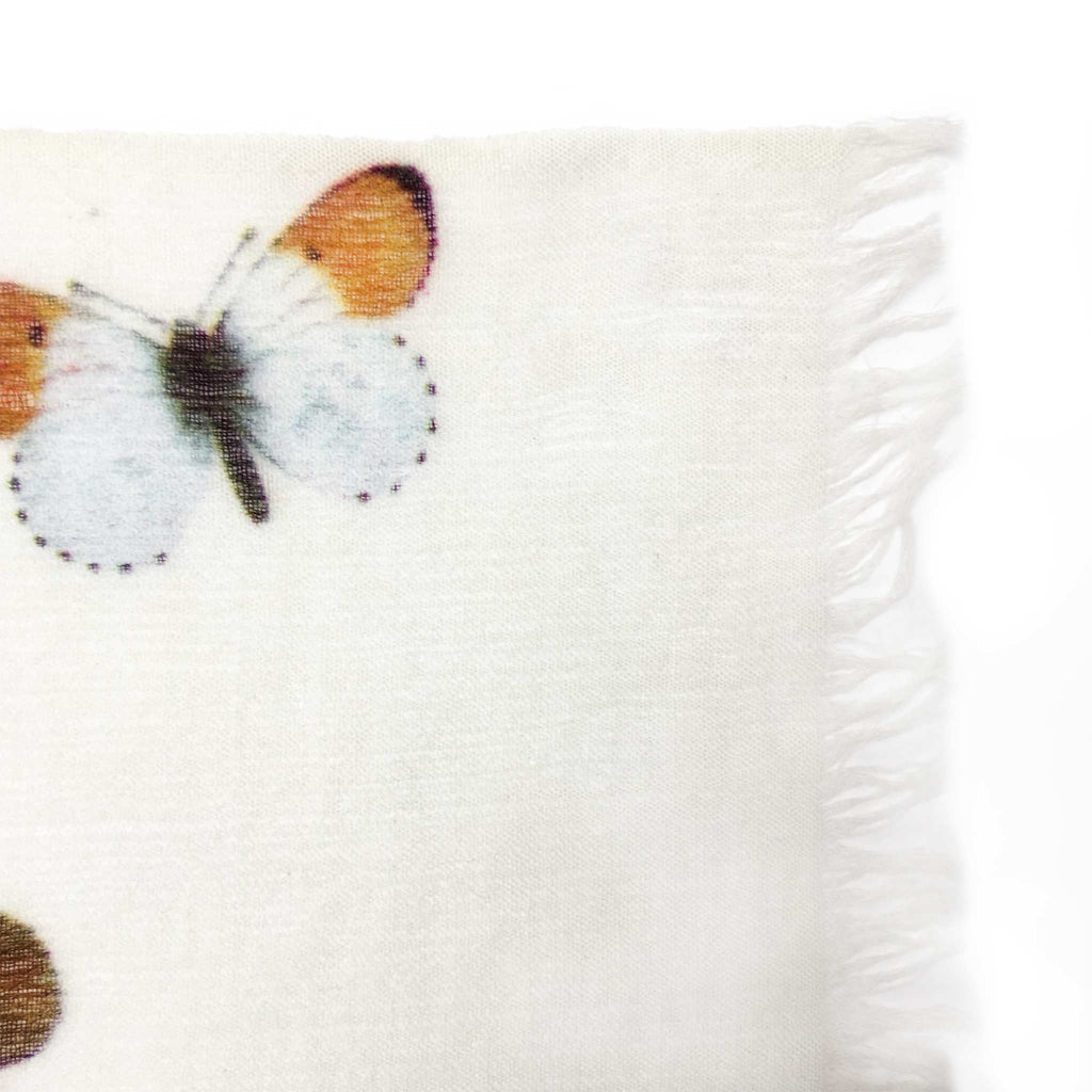 LADYBIRD CASHMERE SCARF - OFF-WHITE