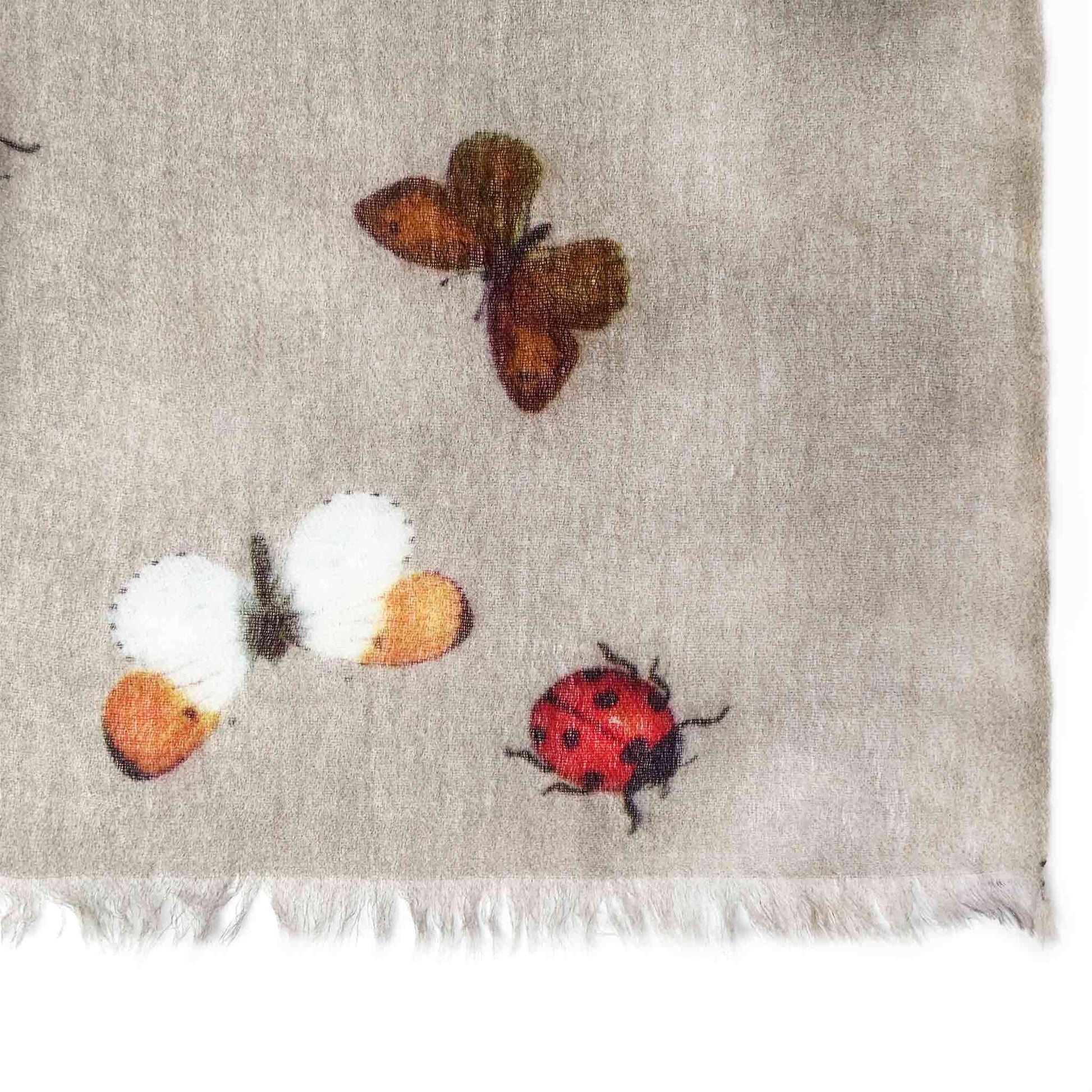 LADYBIRD CASHMERE SCARF - TAUPE