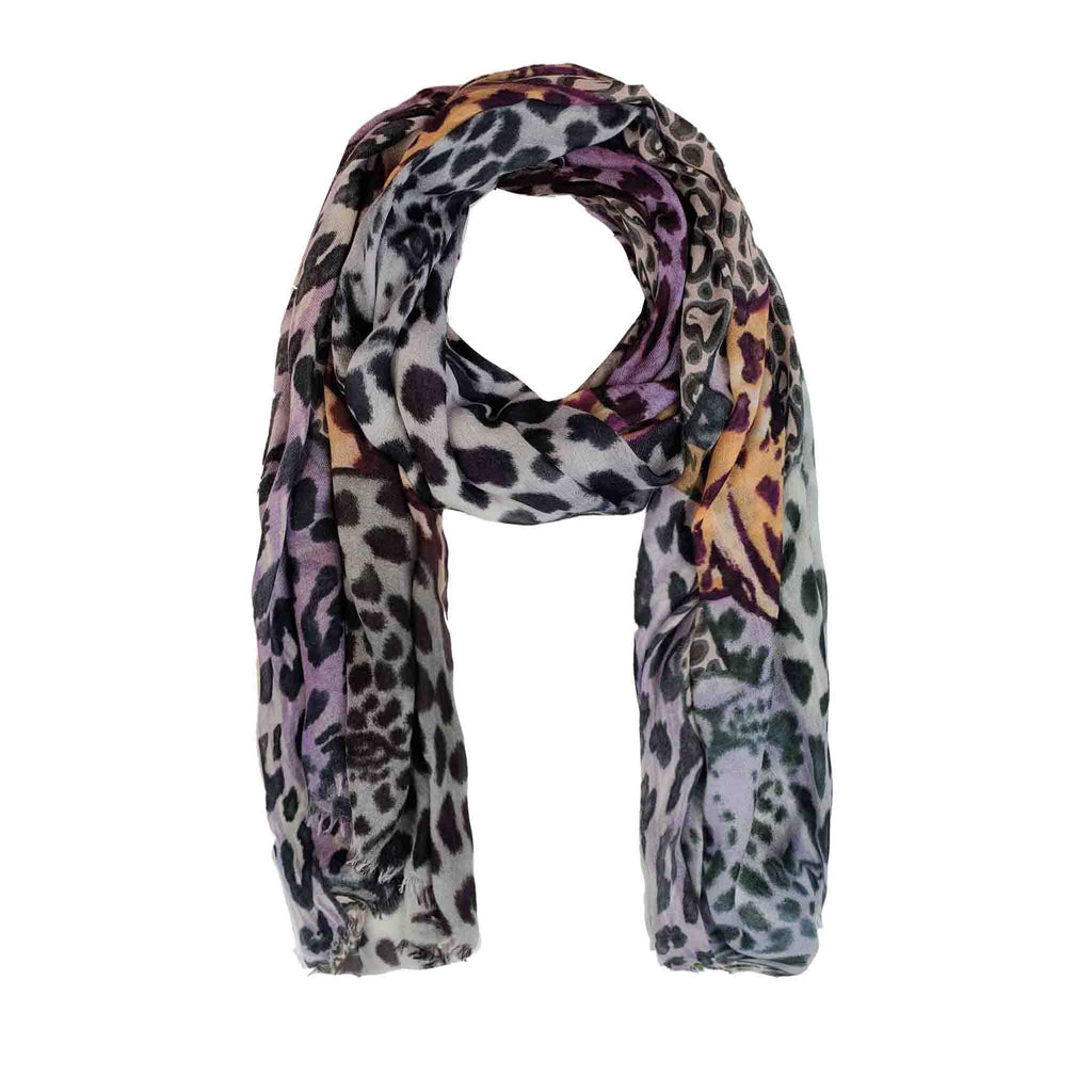 LEO JUNGLE CASHMERE SCARF - PURPLE