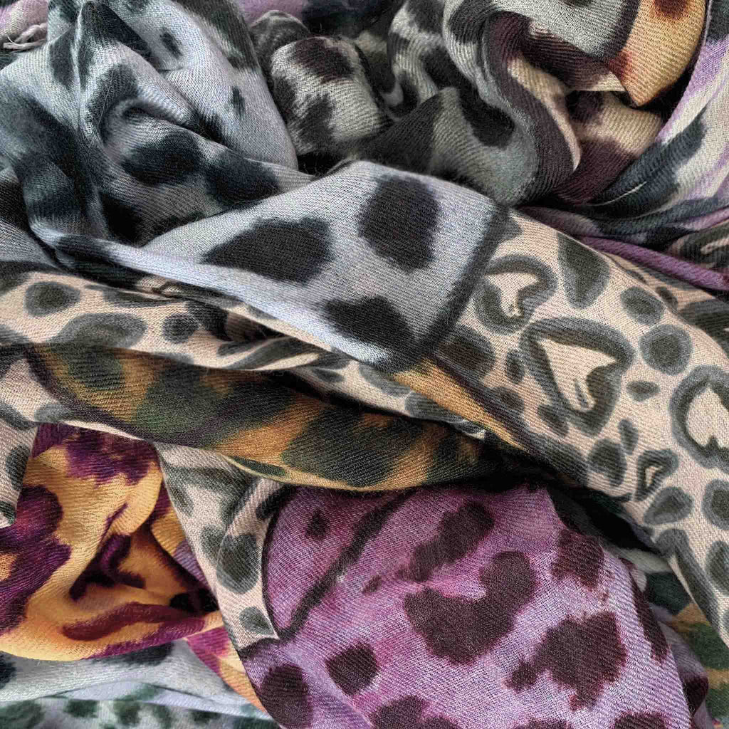 LEO JUNGLE CASHMERE SCARF - PURPLE