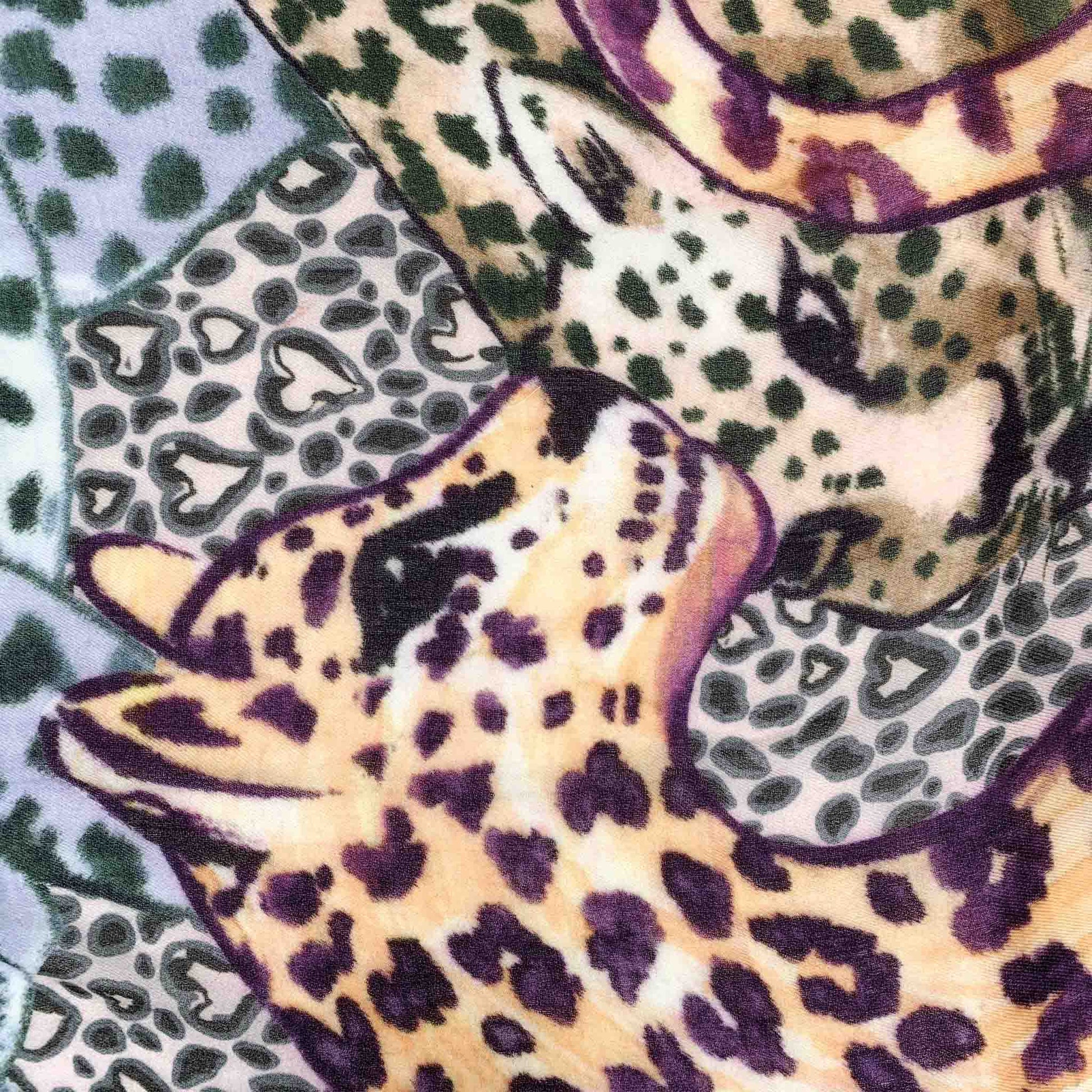 LEO JUNGLE CASHMERE SCARF - PURPLE
