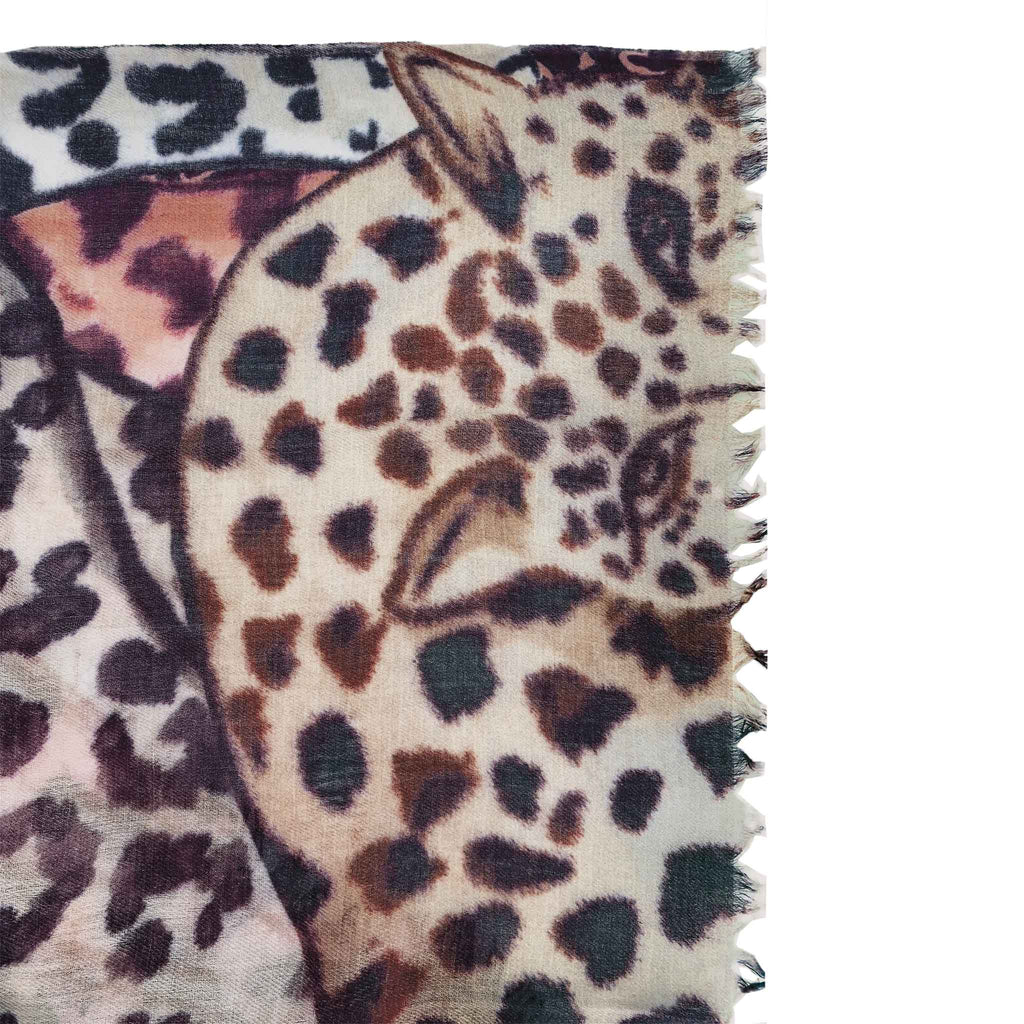 LEO JUNGLE CASHMERE SCARF - PURPLE