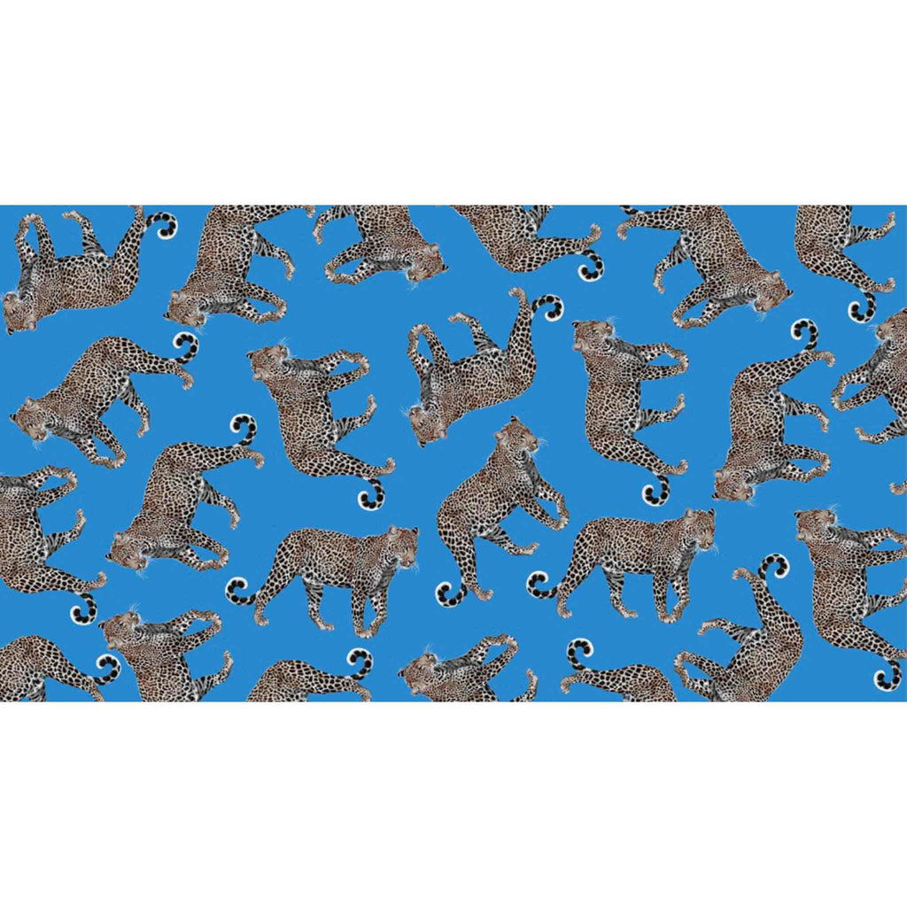 LEOPARD NATURAL CASHMERE SCARF - BLUE