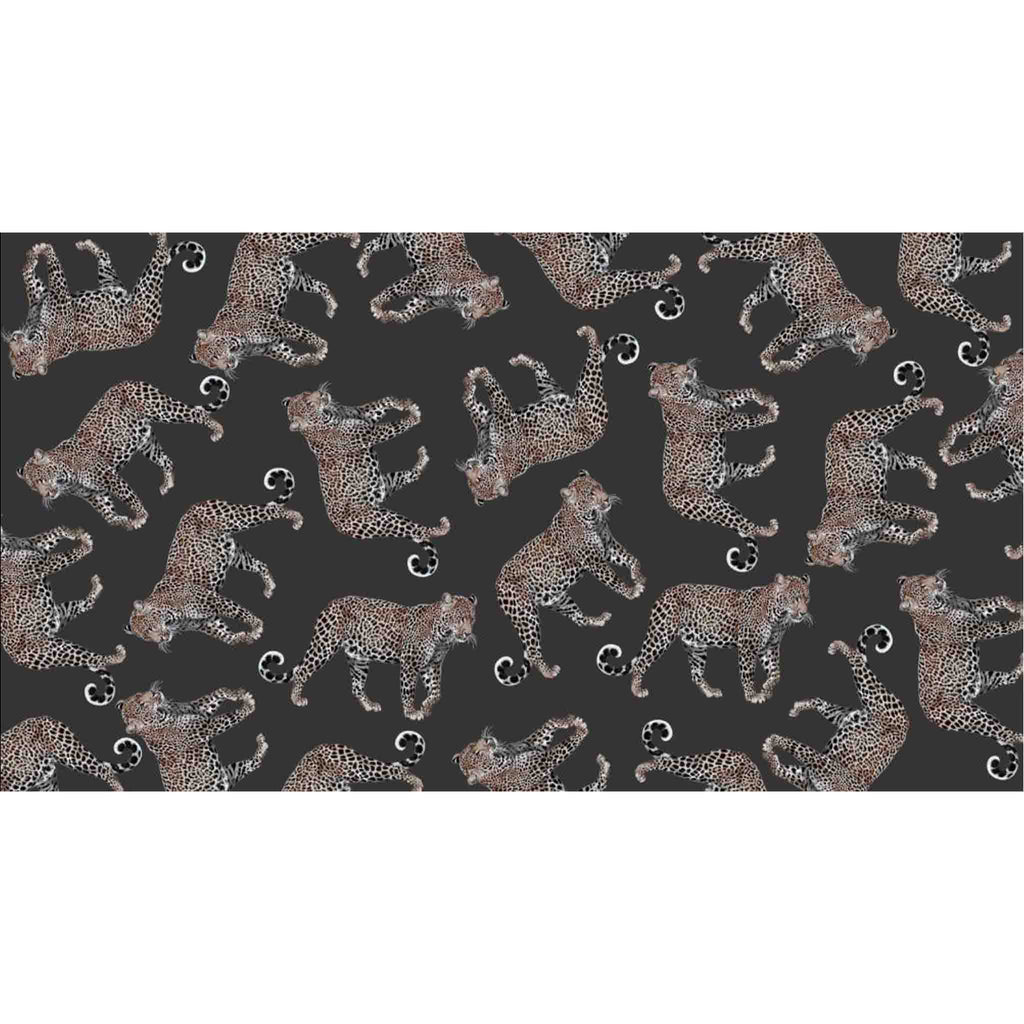 LEOPARD NATURAL CASHMERE SCARF - DARK GREY