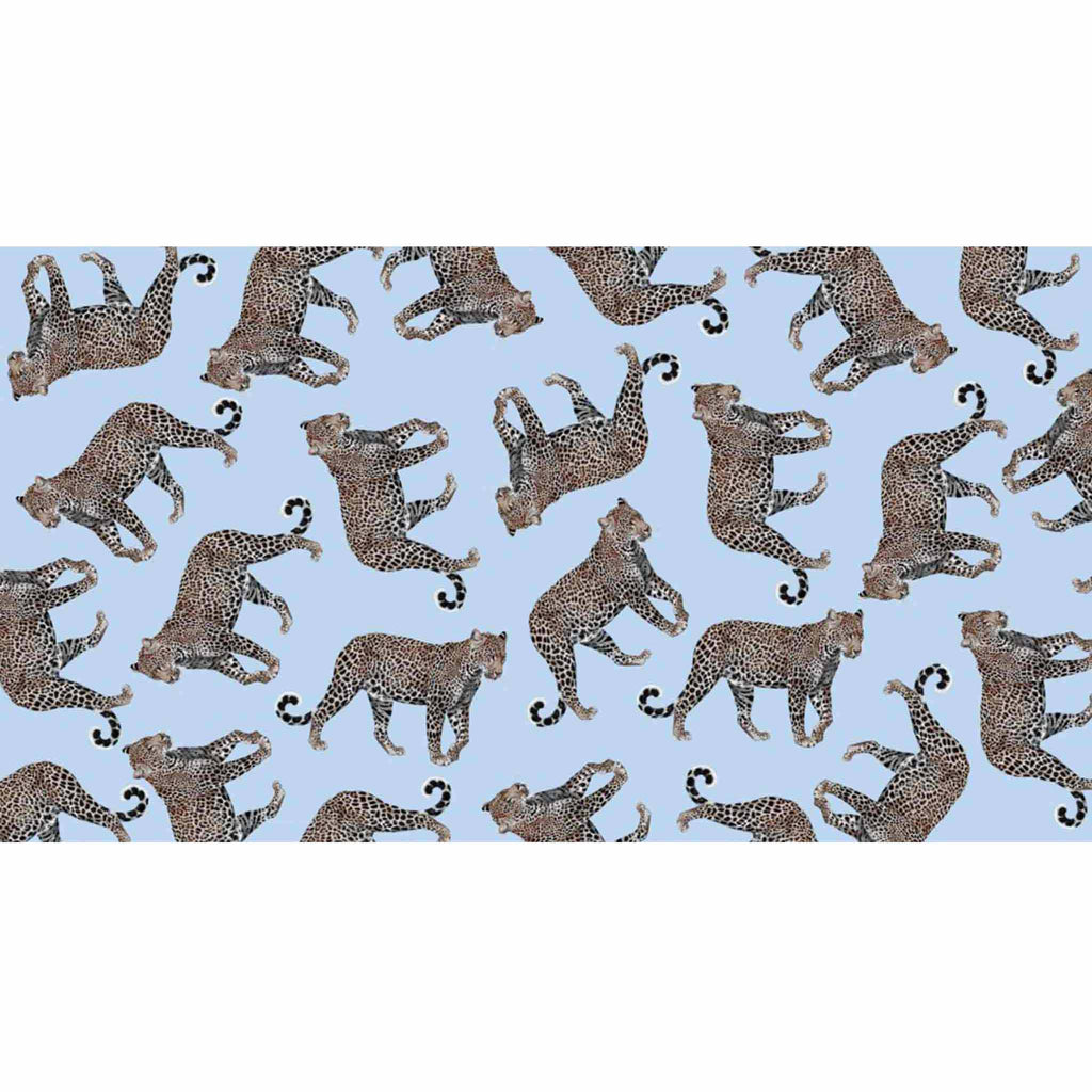 LEOPARD NATURAL CASHMERE SCARF - LIGHT BLUE