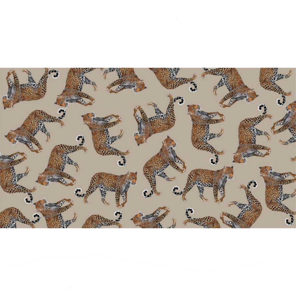 LEOPARD NATURAL CASHMERE SCARF - TAUPE