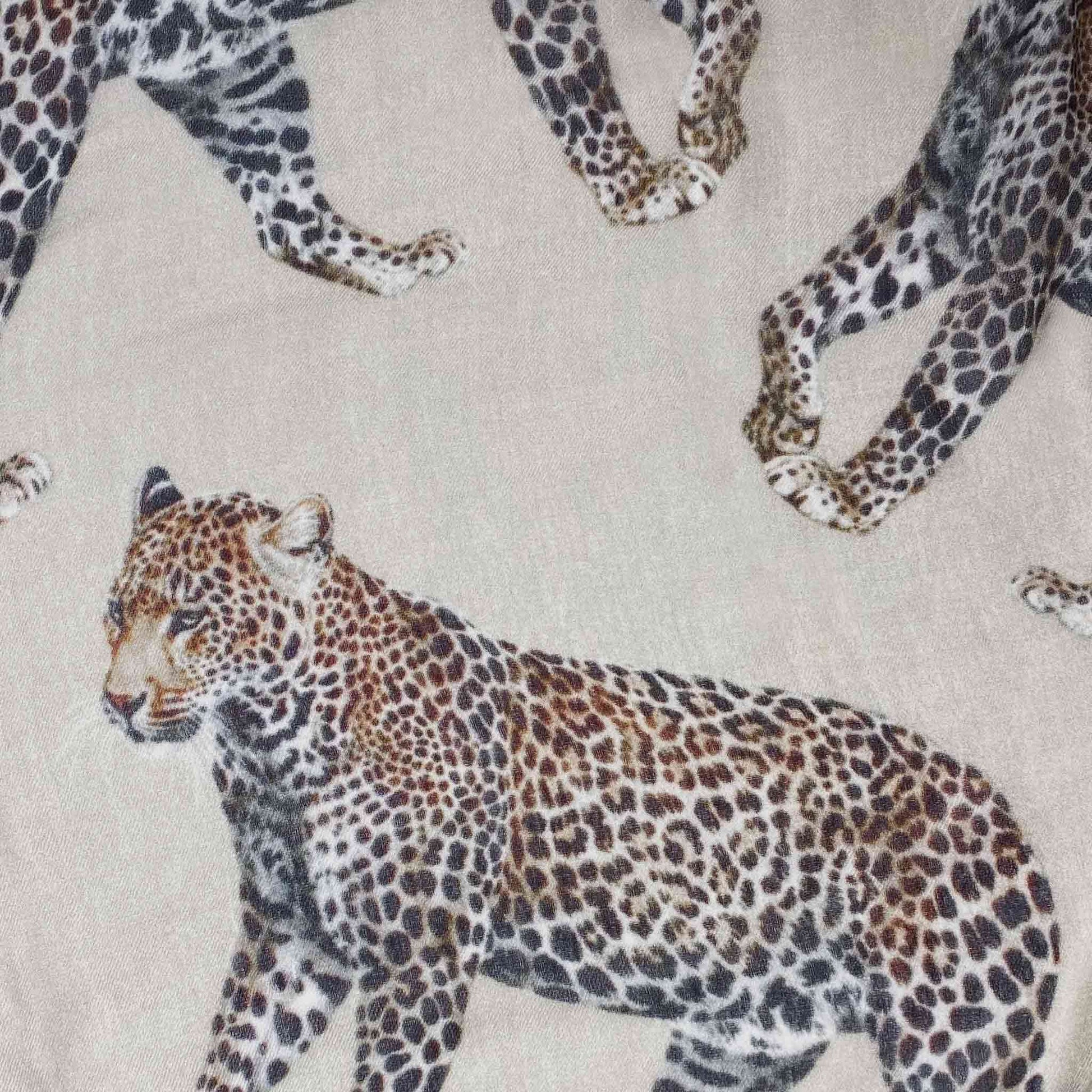LEOPARD NATURAL CASHMERE SCARF - TAUPE