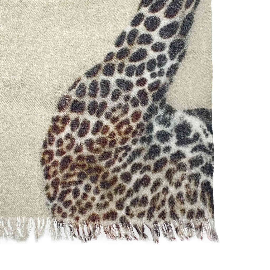 LEOPARD NATURAL CASHMERE SCARF - TAUPE