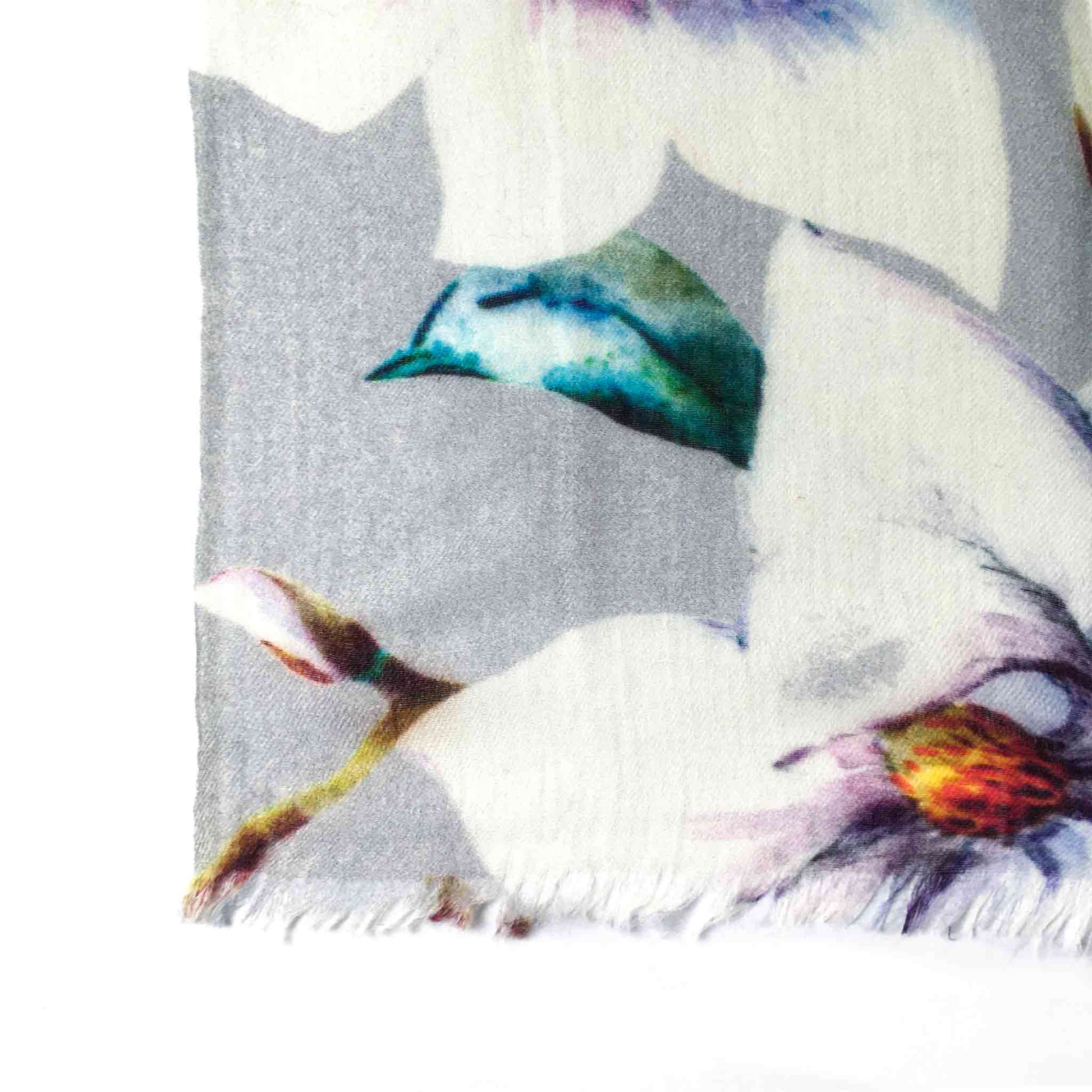 MAGNOLIA CASHMERE SCARF - LIGHT GREY