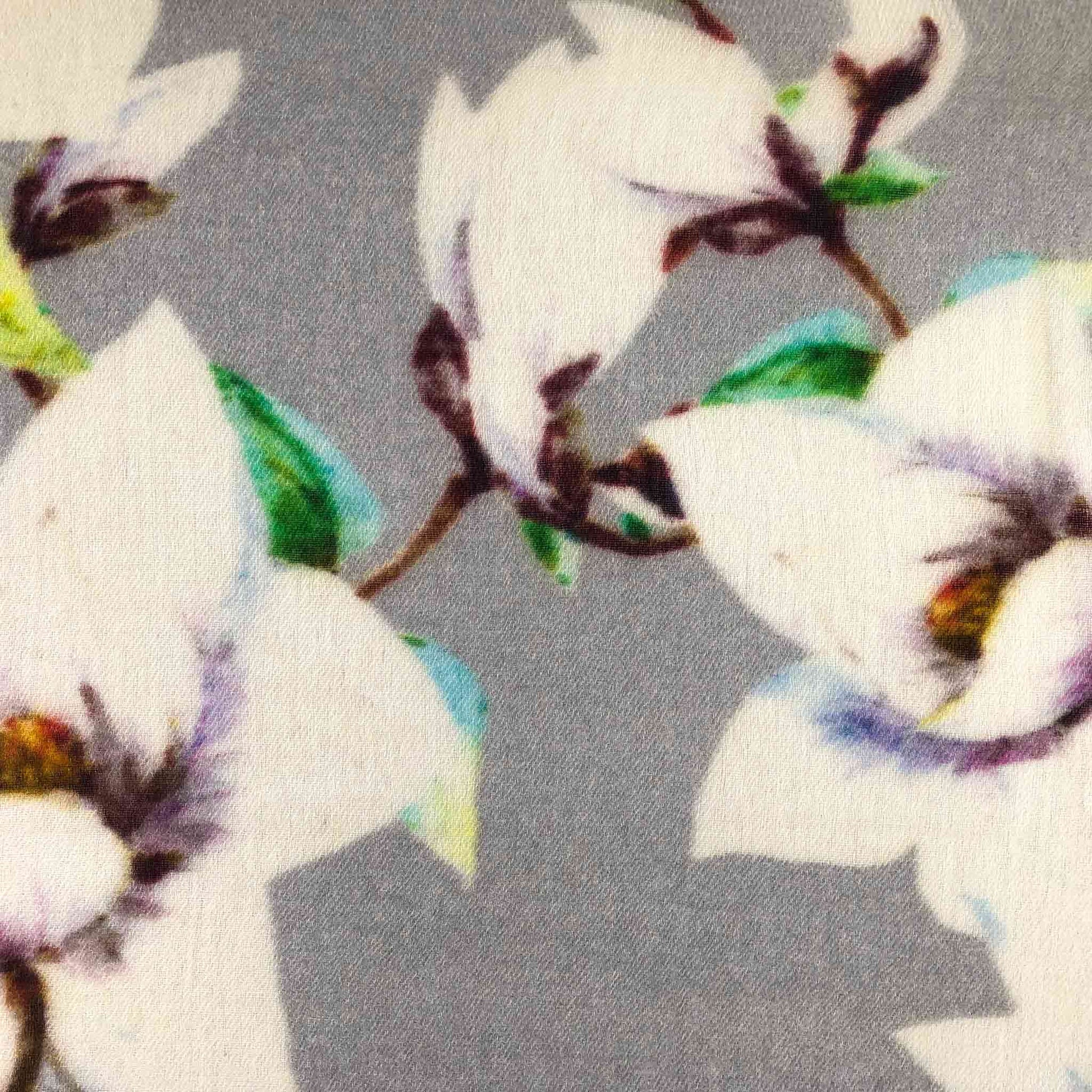 MAGNOLIA CASHMERE SCARF - LIGHT GREY