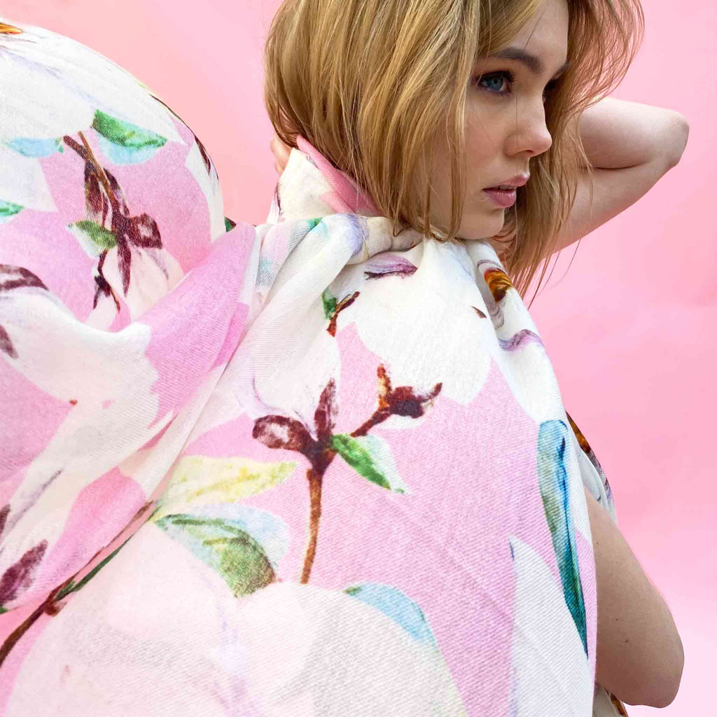 MAGNOLIA CASHMERE SCARF - ROSE