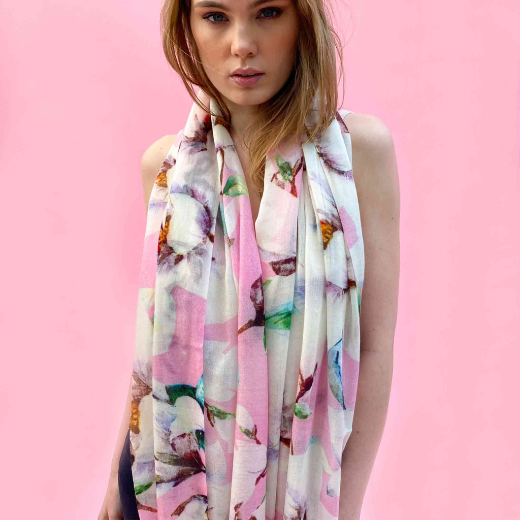 MAGNOLIA CASHMERE SCARF - ROSE