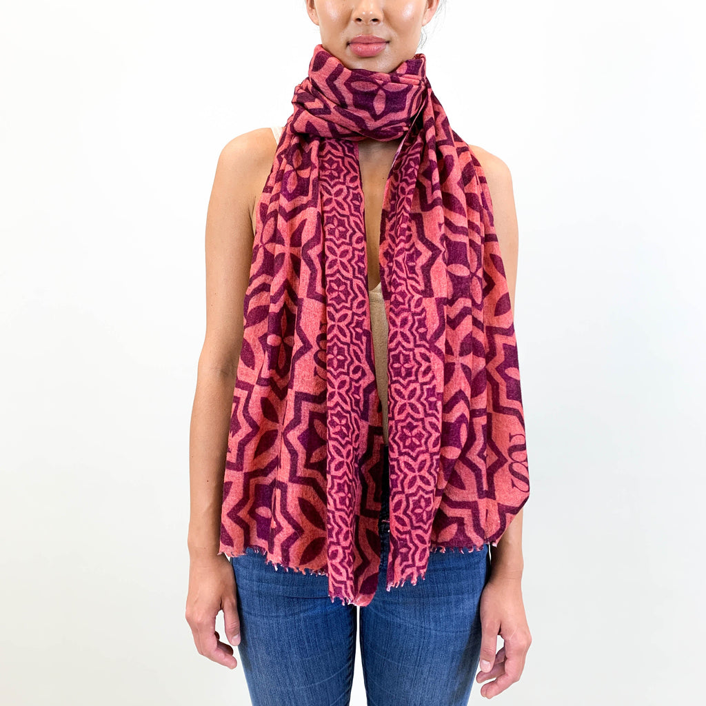 NIZZA FELTED CASHMERE SCARF - BEIGE DARKPINK