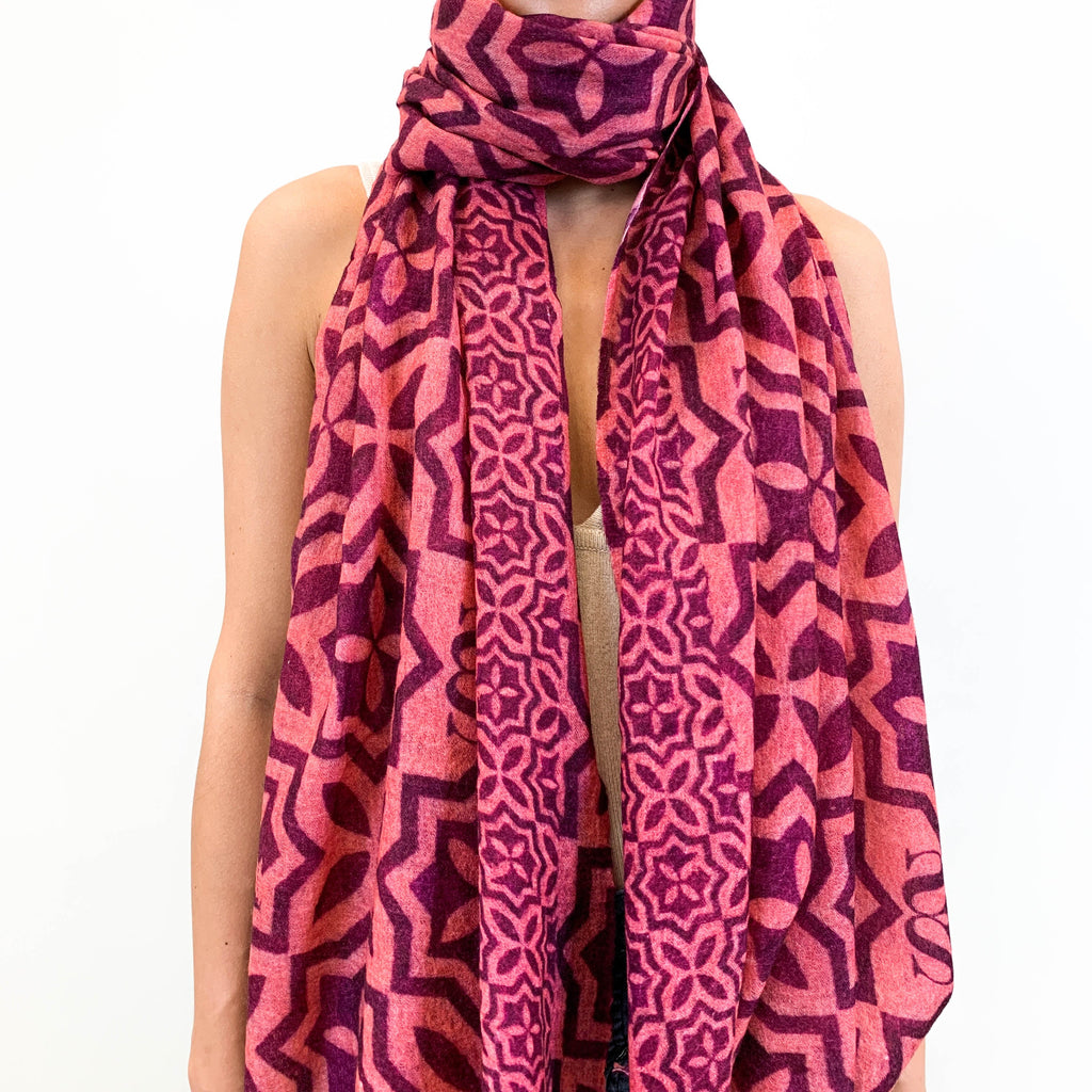 NIZZA FELTED CASHMERE SCARF - BEIGE DARKPINK