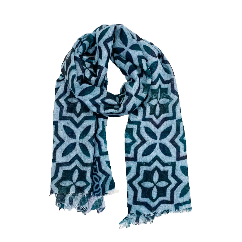 NIZZA FELTED CASHMERE SCARF - BLUE