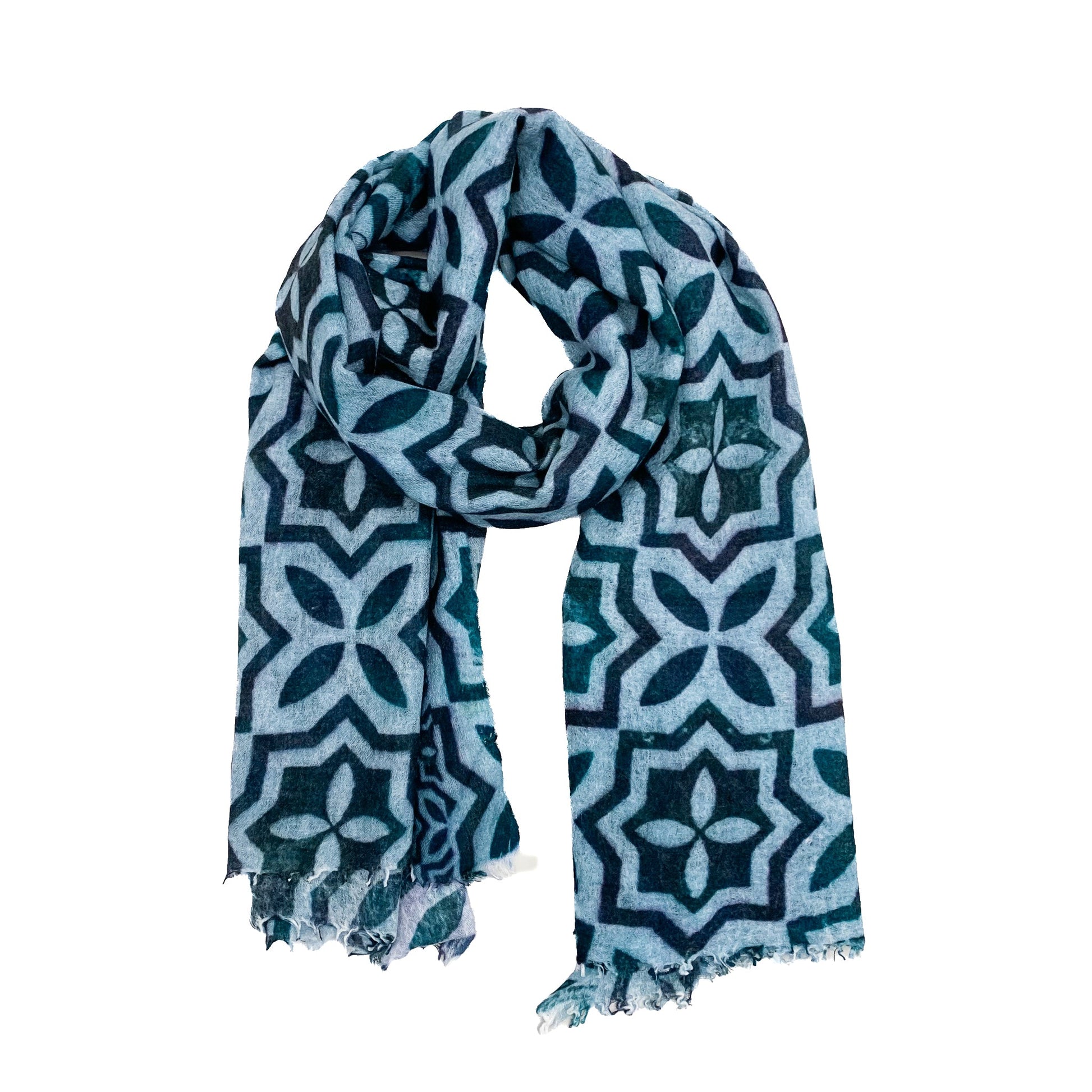 NIZZA FELTED CASHMERE SCARF - BLUE
