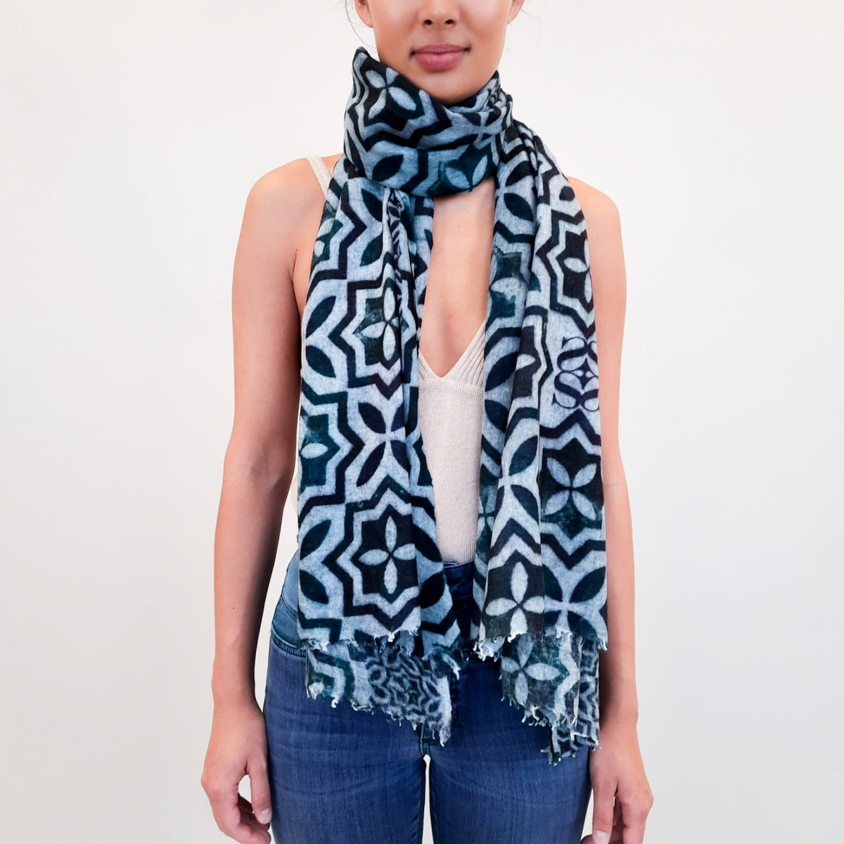 NIZZA FELTED CASHMERE SCARF - BLUE