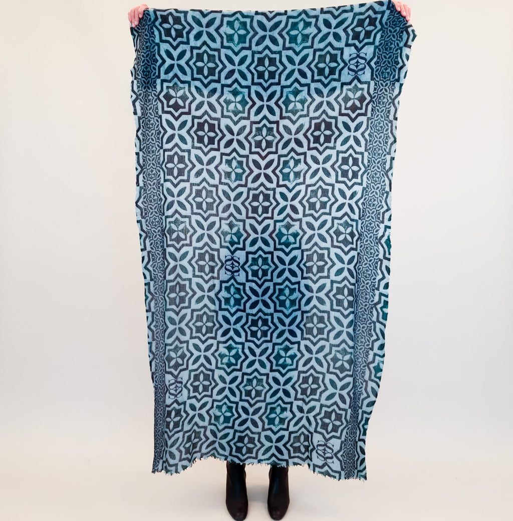 NIZZA FELTED CASHMERE SCARF - BLUE