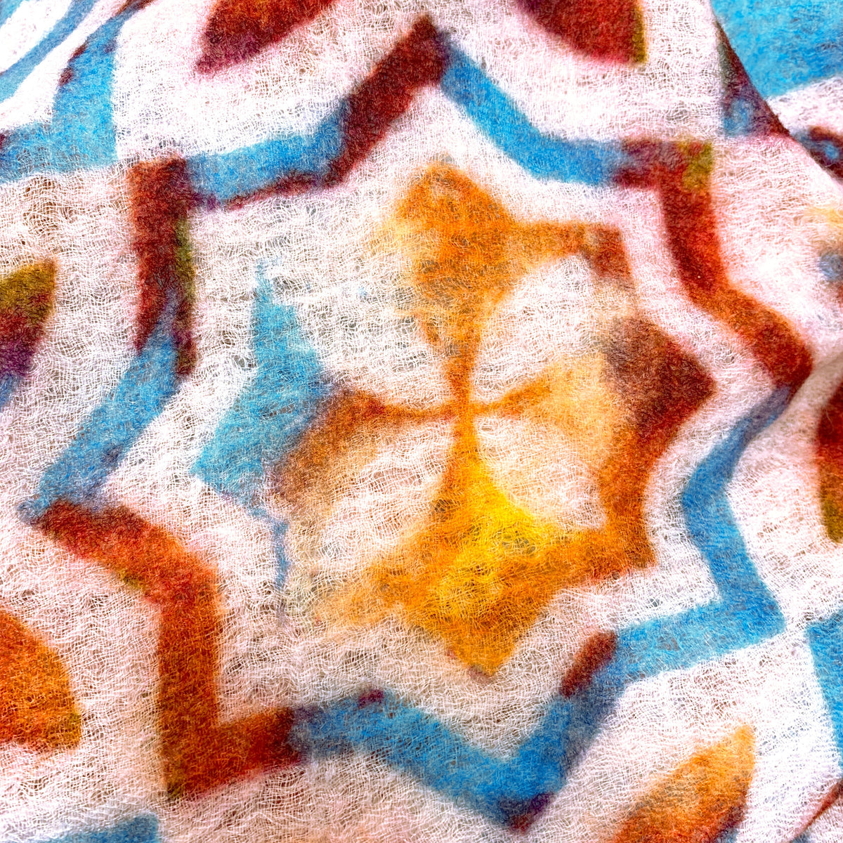 NIZZA FELTED CASHMERE SCARF - BLUE/ORANGE