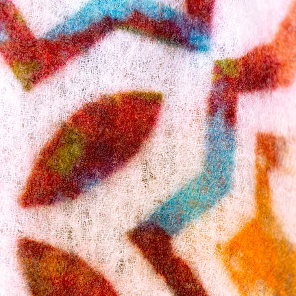 NIZZA FELTED CASHMERE SCARF - BLUE/ORANGE