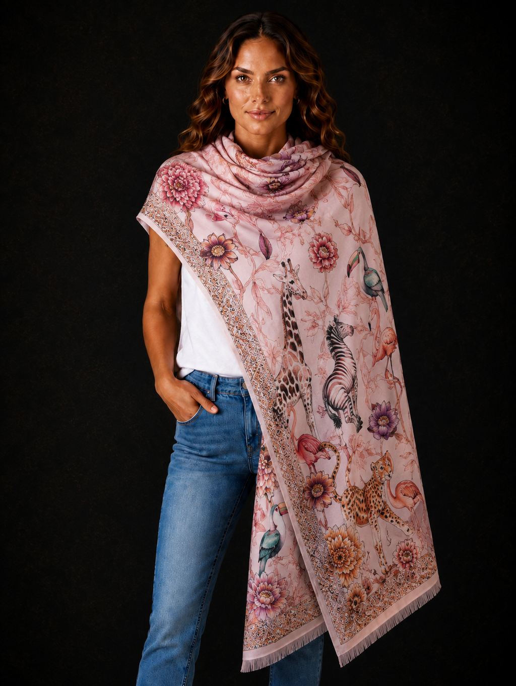 CANOPY CASHMERE SCARF - LIGHT ROSE