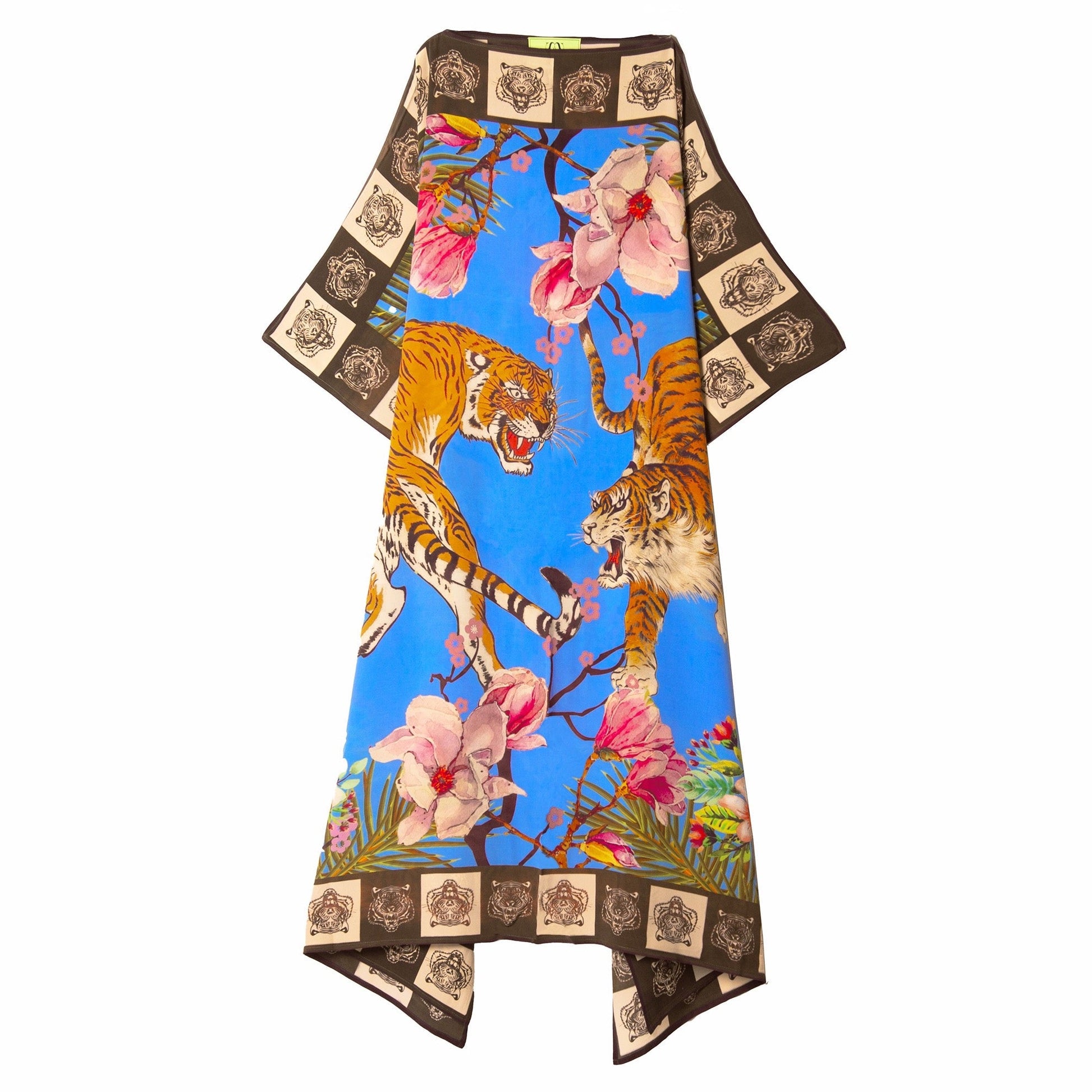 ROARING TIGERS SILK TUNIC - BLUE