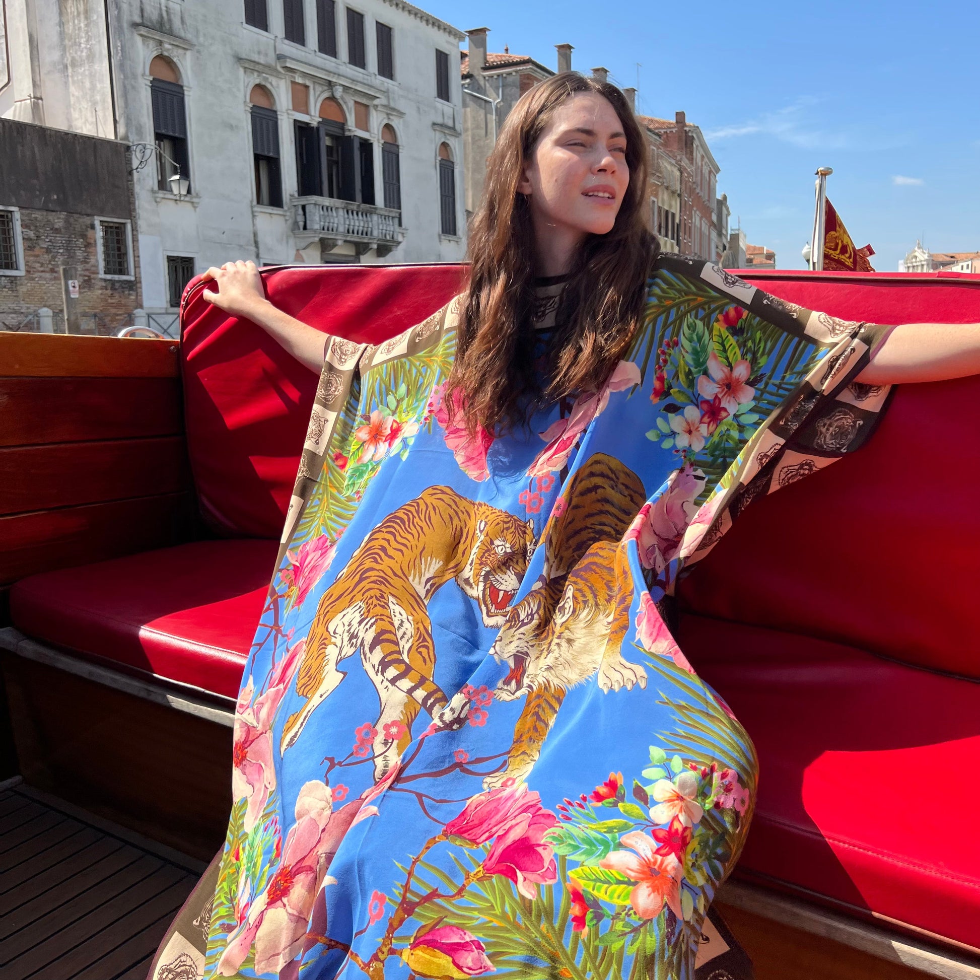 ROARING TIGERS SILK TUNIC - BLUE