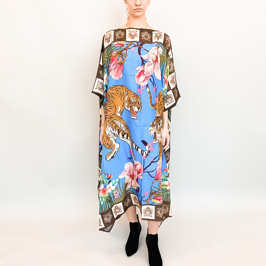ROARING TIGERS SILK TUNIC - BLUE
