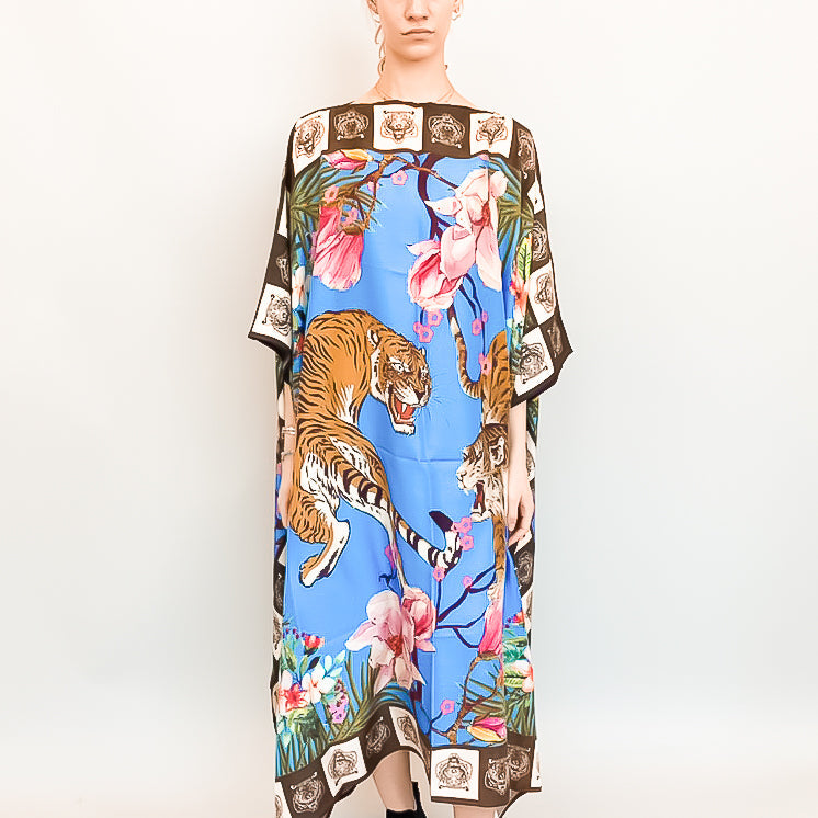 ROARING TIGERS SILK TUNIC - BLUE