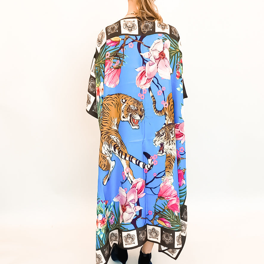 ROARING TIGERS SILK TUNIC - BLUE